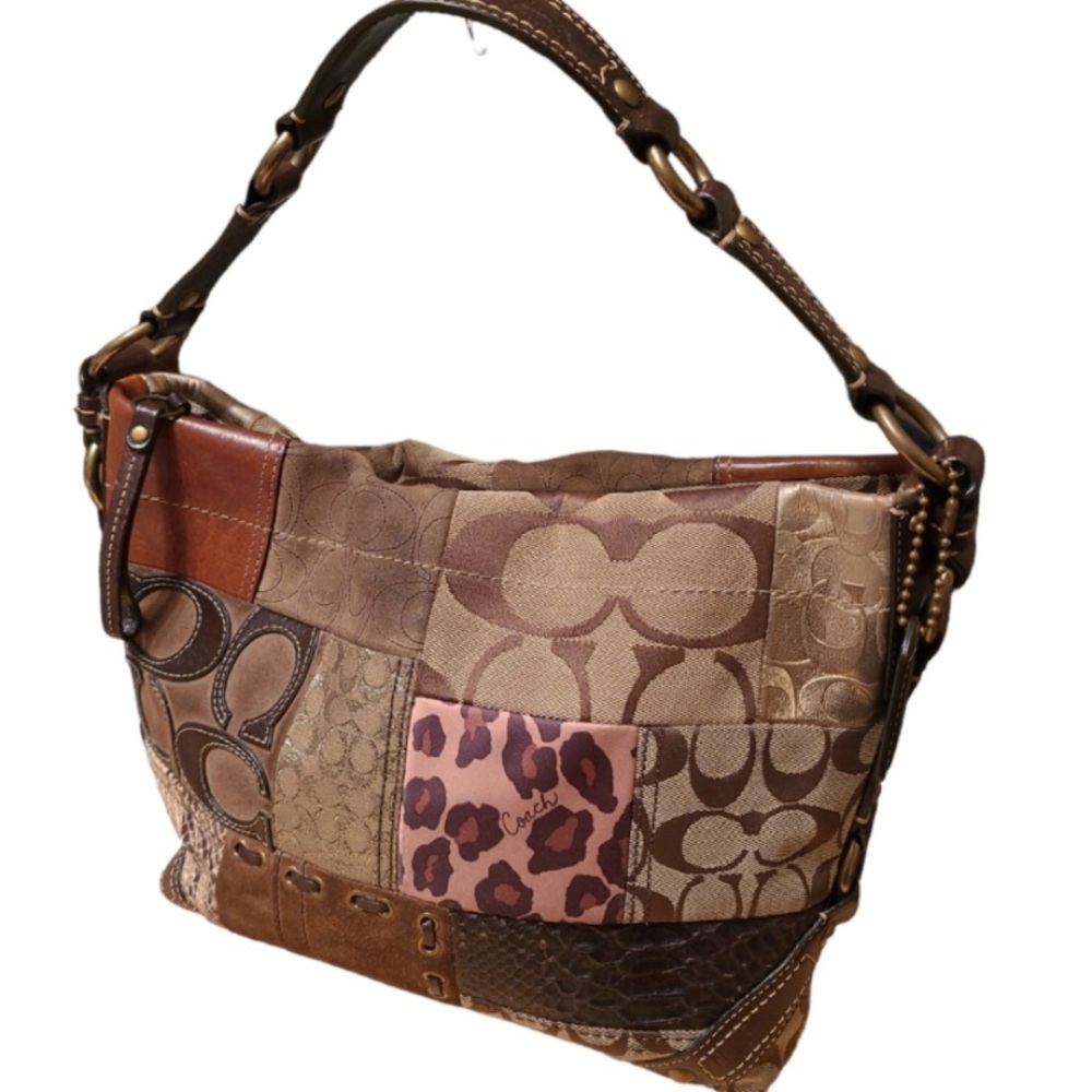 Coach Signature Carly Hobo Medium Size Bag With Patchwork Designs Nearly New